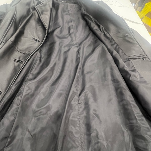 Black Leather Nora button down trench - Picture 3 of 15